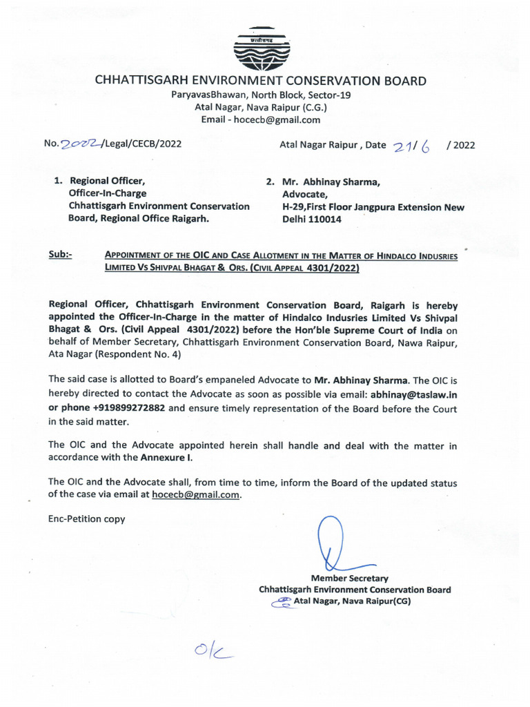 OIC Letter | PDF