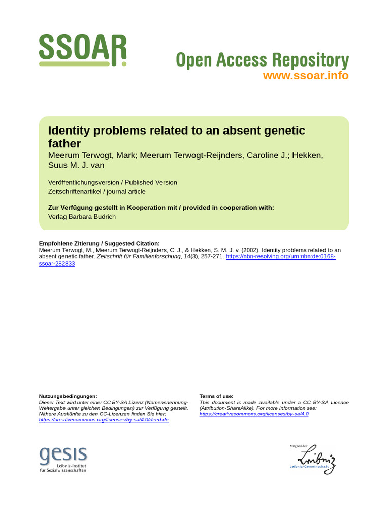 Identity Issues from Absent Fathers | PDF | Psychotherapy | Adolescence