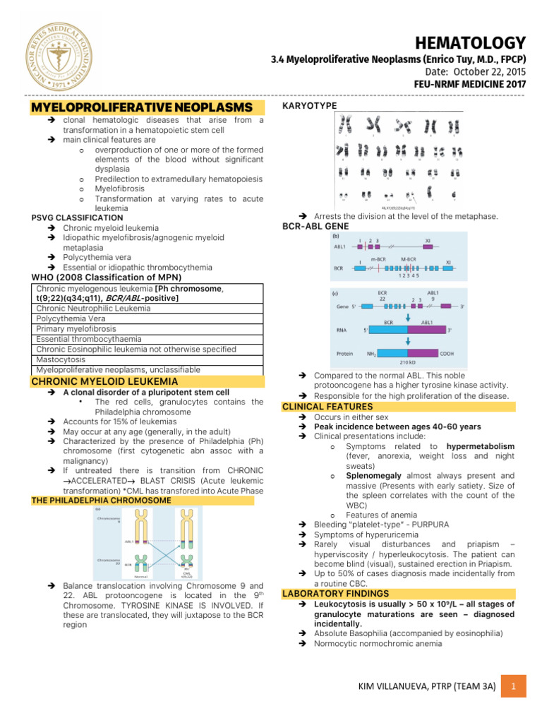 Myeloproliferative Neoplasms Overview | PDF | Hematology | Clinical ...