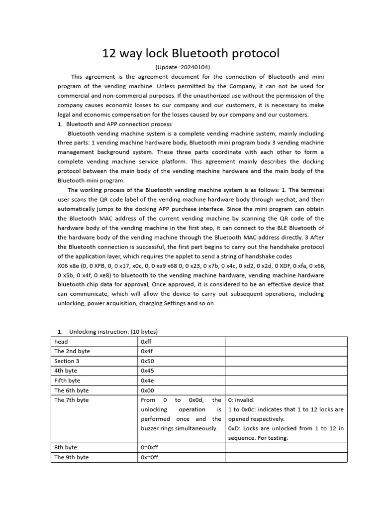 Bluetooth Vending Machine Protocol Guide | PDF | Bluetooth | Computer ...