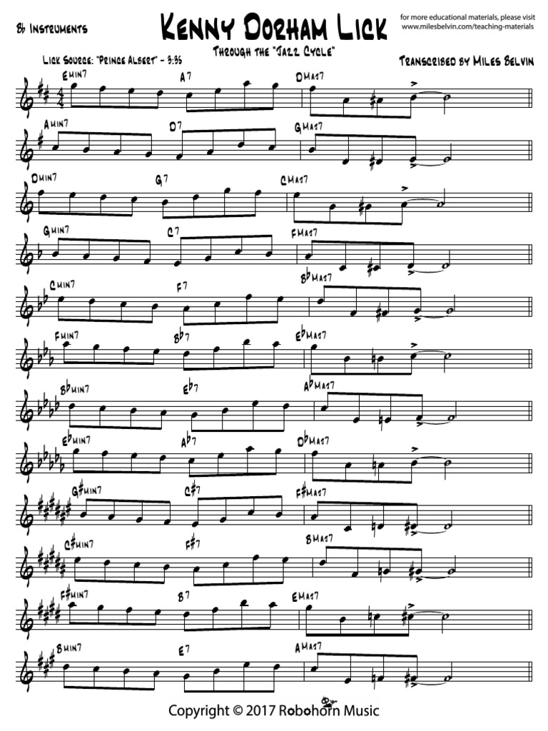Kenny+Dorham+Lick+ +Bb+Instruments | PDF