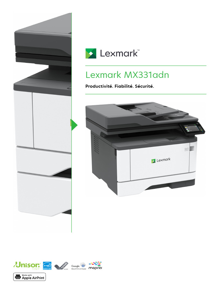 Imprimante multifonction Lexmark MX331adn | PDF | Scanner (informatique ...