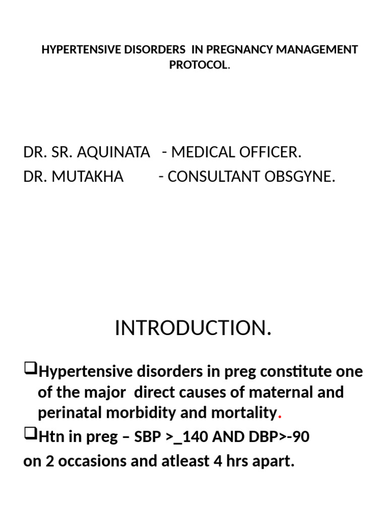 Hypertensive Disorders in Pregnancy Protocol | PDF | Hypertension ...