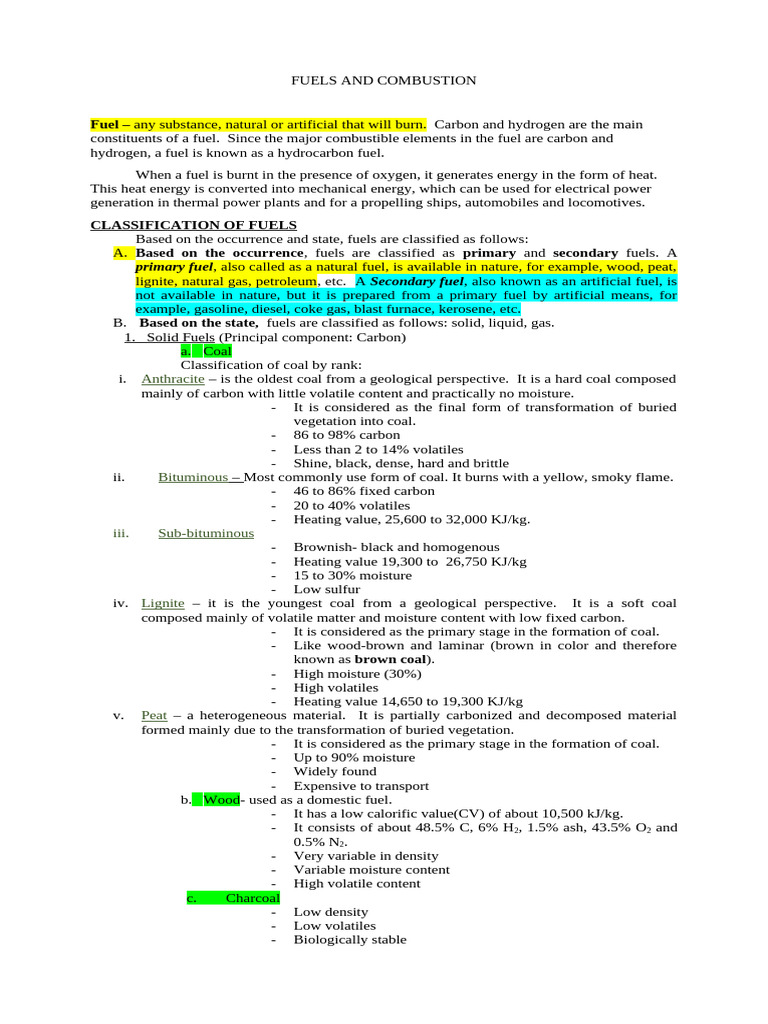 2 Fuels and Combustion | PDF | Fuels | Combustion