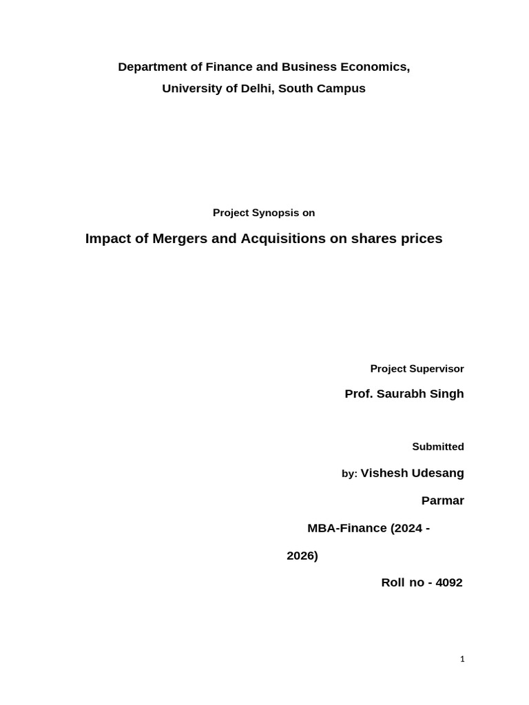 M&A Impact on Indian Share Prices | PDF | Mergers And Acquisitions ...