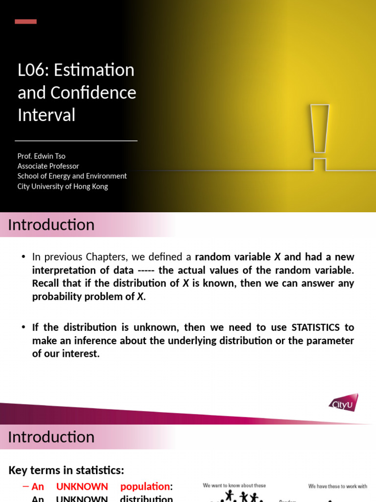 SEE2003 L06 Estimation and Confidence Interval | PDF | Estimator ...