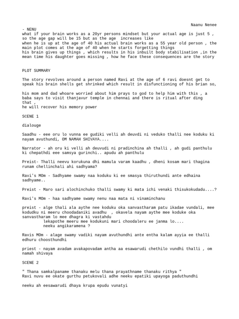 Nenu Script | PDF