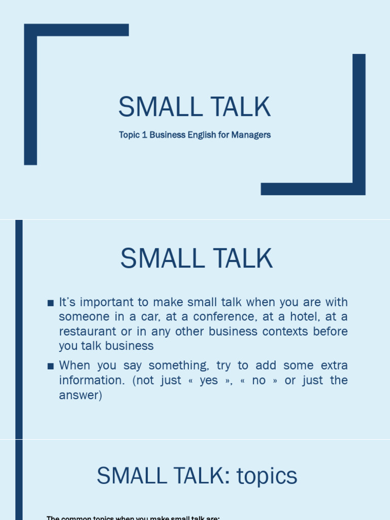 Business Small Talk Tips for Managers | PDF
