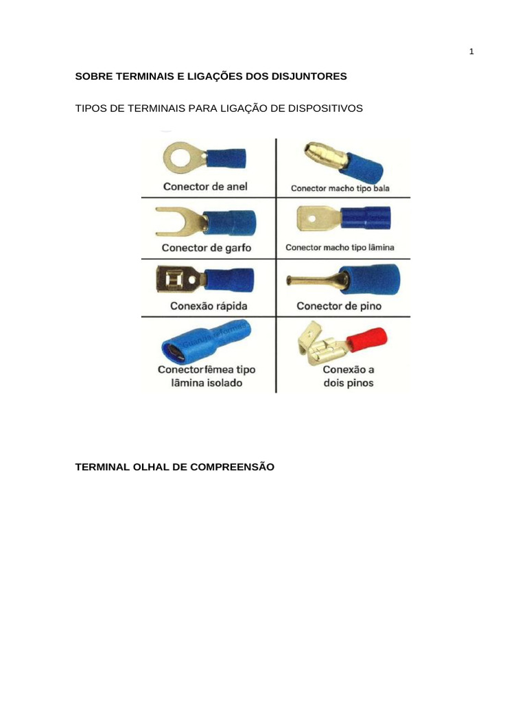 Tipos de Terminais para Disjuntores | PDF