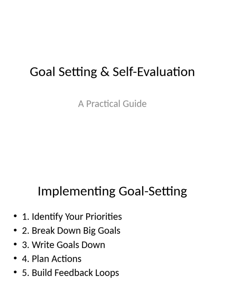 Goal Setting and Self-Evaluation Guide | PDF