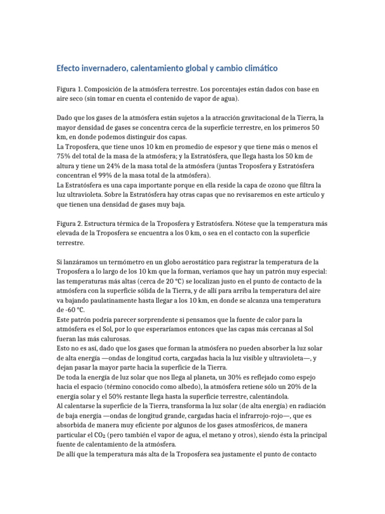 Efecto Invernadero y Calentamiento Global | PDF | Luz de sol | Gases de ...