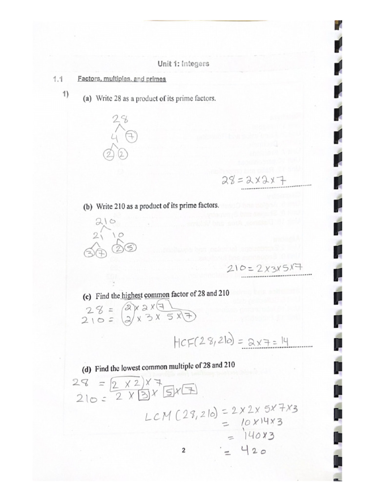 Unit 1 Integers | PDF