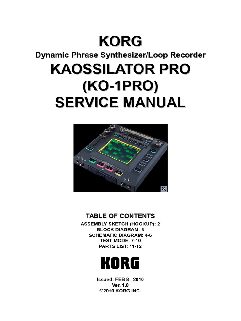 Korg Kaossilator Pro Service Manual | PDF | Electronics