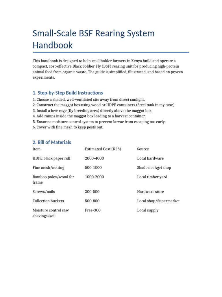 Smallholder BSF Rearing Guide | PDF