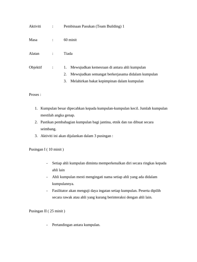 Aktiviti Team Building | PDF
