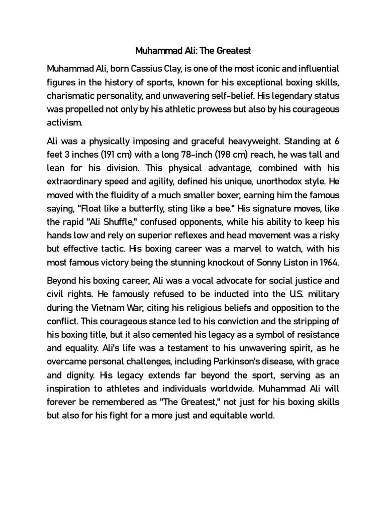 Muhammad Ali: Boxing Legend & Activist | PDF