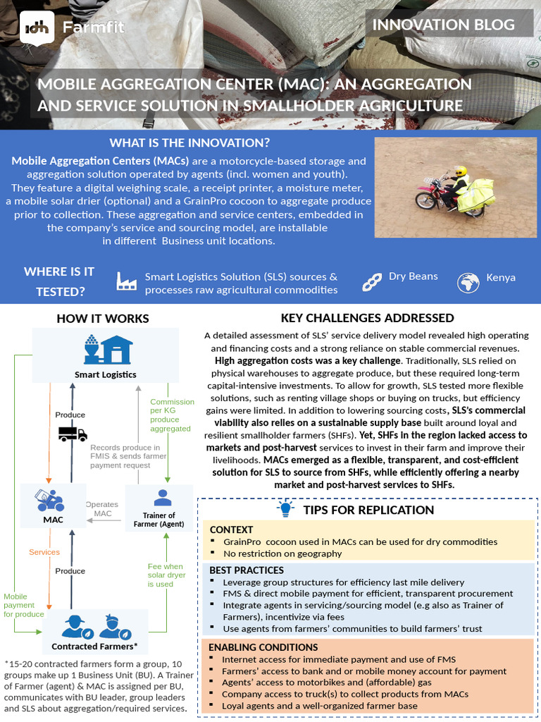 Mobile Aggregation Centers in Agriculture | PDF | Smallholding | Logistics