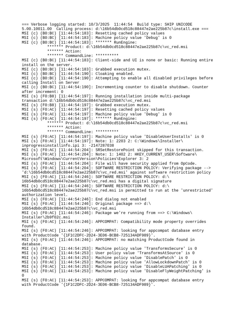 DD VcredistMSI165F | PDF | Windows Registry | Microsoft Windows