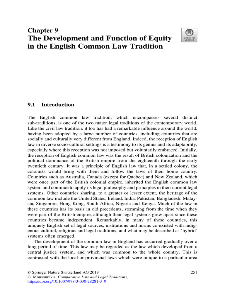 The Development and Function of Equity in The English Common Law ...