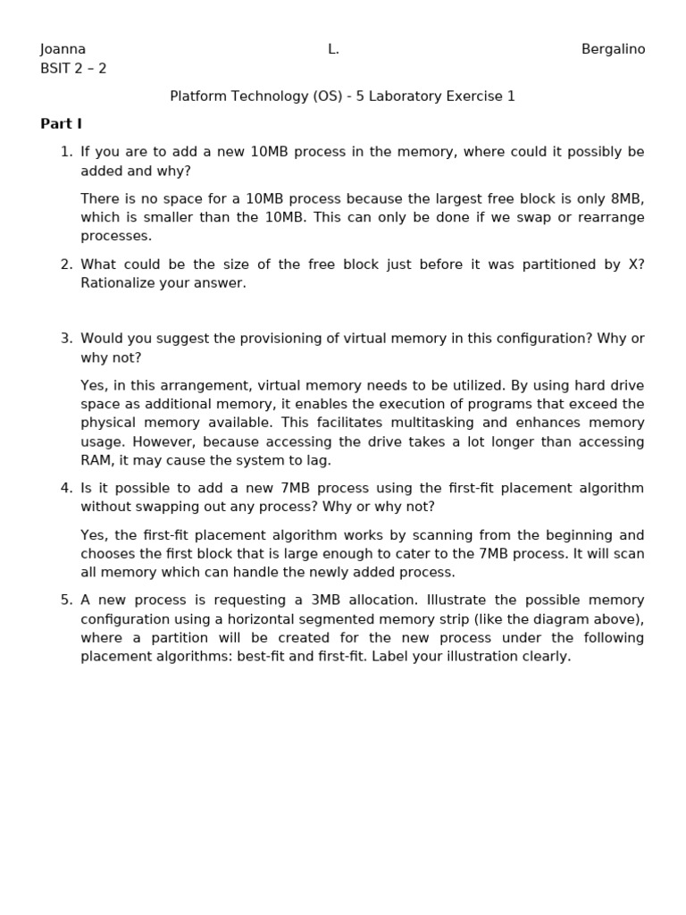 Memory Management in OS: Lab Exercise | PDF