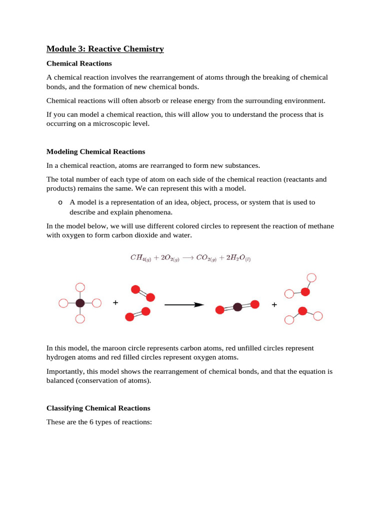 Understanding Chemical Reactions and Models | PDF | Redox | Reaction Rate