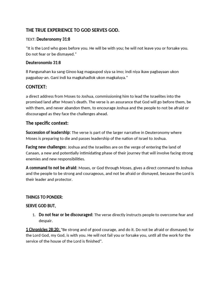 The True Experience To God Serves God | PDF | Joshua | Moses