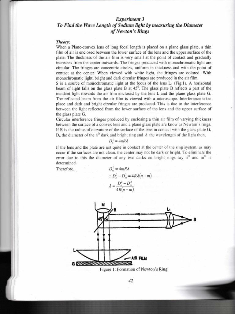 Exp - 10 - Diameter Using Newtons Ring | PDF