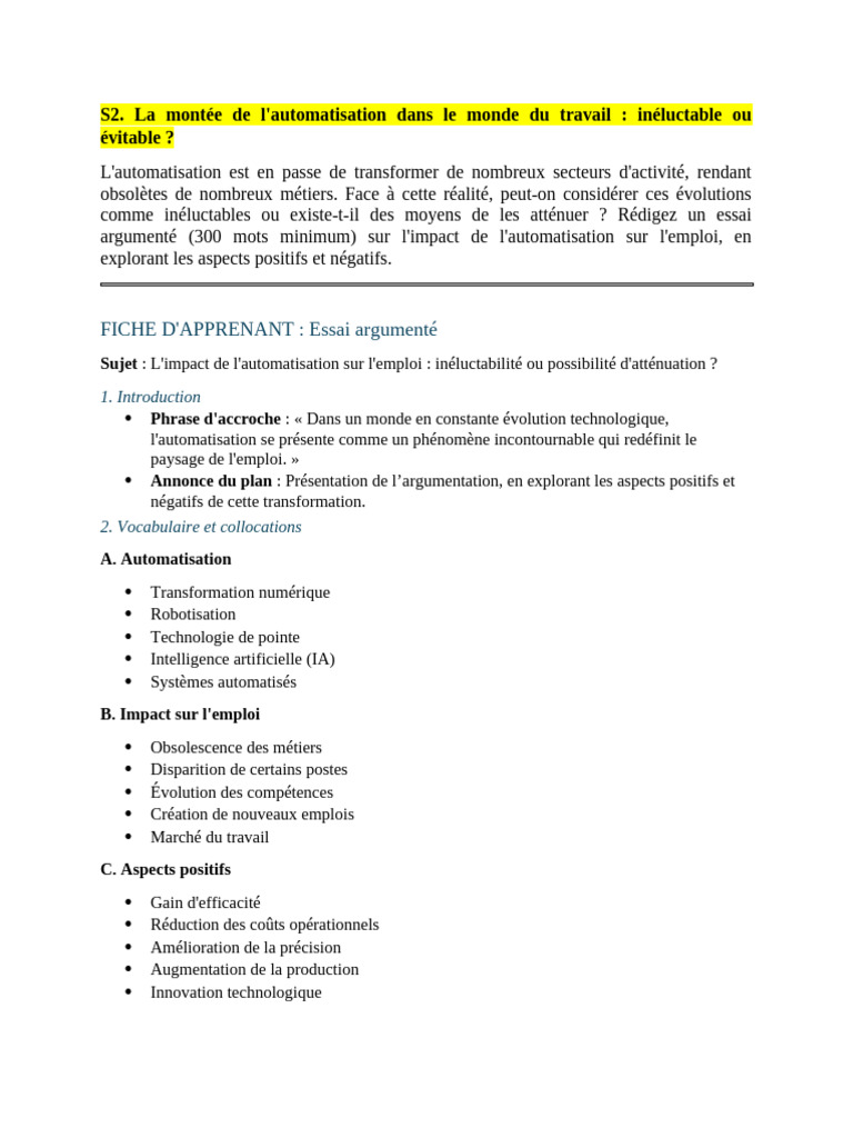 Impact de l'automatisation sur l'emploi | PDF | Intelligence ...