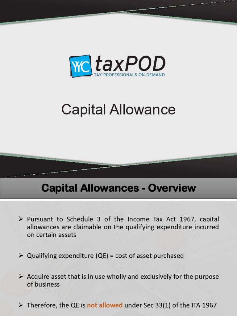 Introduction To Capital Allowance - (Version 2) | PDF | Expense | Taxes