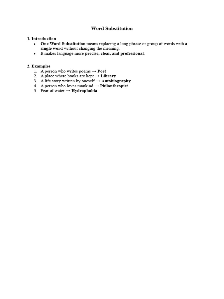 Word Substitution | PDF