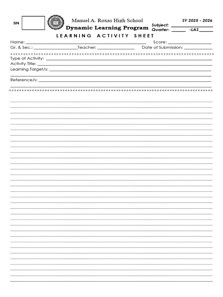 SY 2025-2026 Learning Activity Sheet | PDF