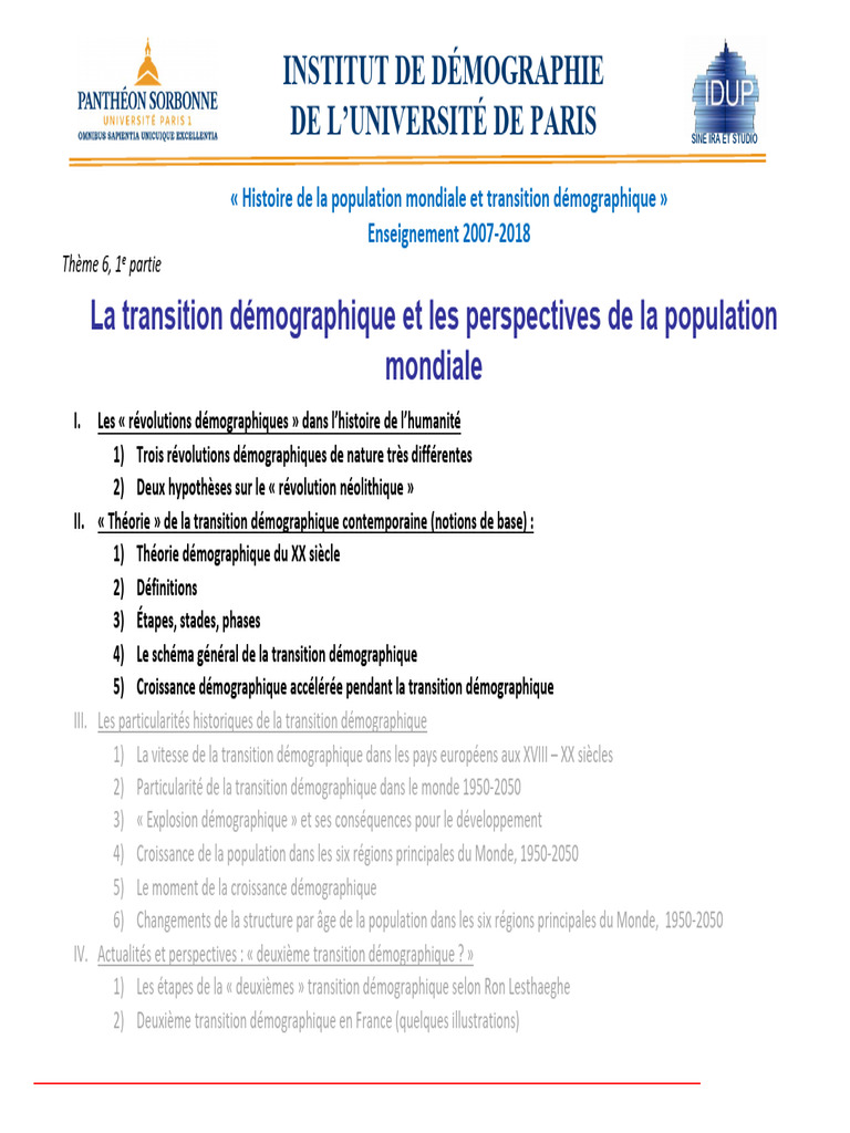 Transition démographique mondiale expliquée | PDF | Démographie ...