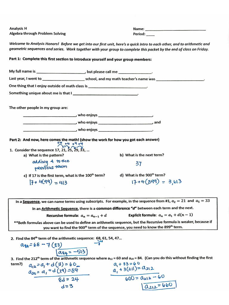 2.1 Sequences and Series KEY | PDF