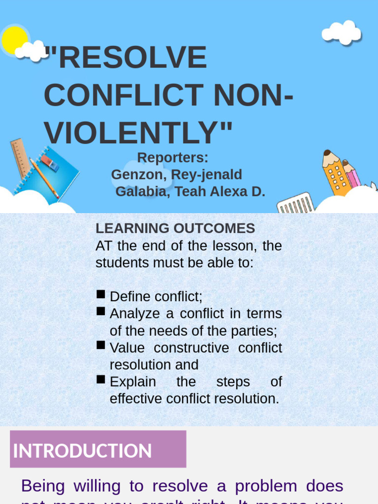 Non-Violent Conflict Resolution Guide | PDF | Conflict Resolution ...