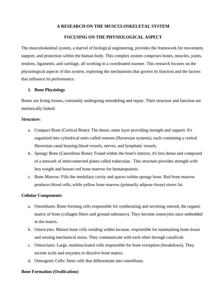 Physiological Insights on Musculoskeletal System | PDF | Bone | Muscle ...