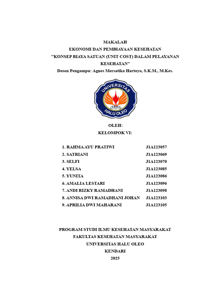 Makalah Epk (Unit Cost) Kelompok 6 Reguler B 023 | PDF