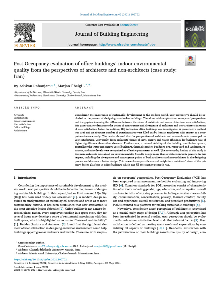 Post-Occupancy Evaluation of Office IEQ | PDF | Variance | Ventilation ...