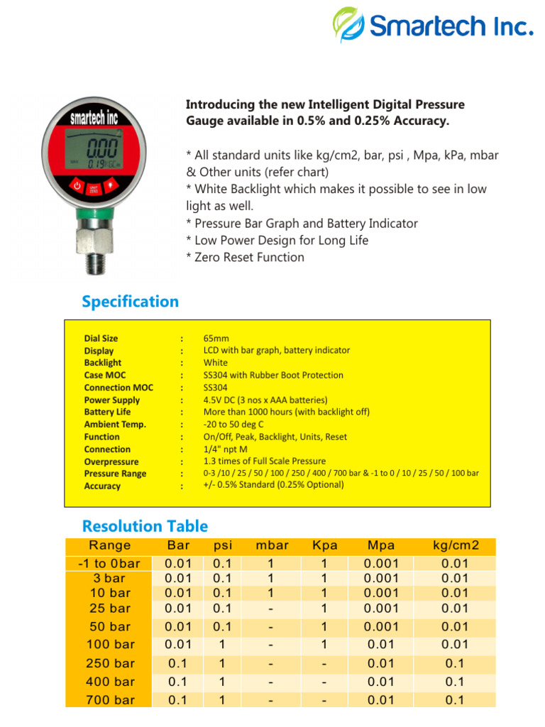 Digital Pressure Gauge | PDF