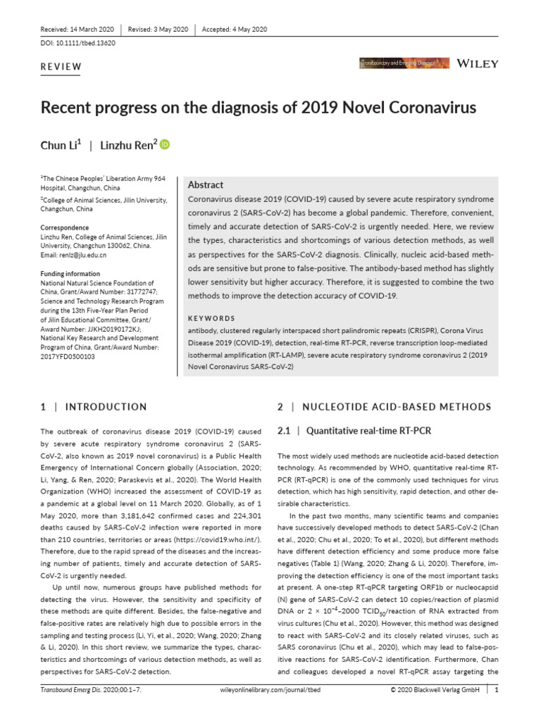 Coronavirus Diagnosis Tbed | PDF | Real Time Polymerase Chain Reaction ...