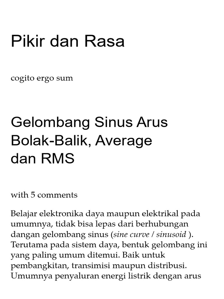 Gelombang Sinus Arus Bolak-Balik, Average Dan RMS - Pikir Dan Rasa | PDF