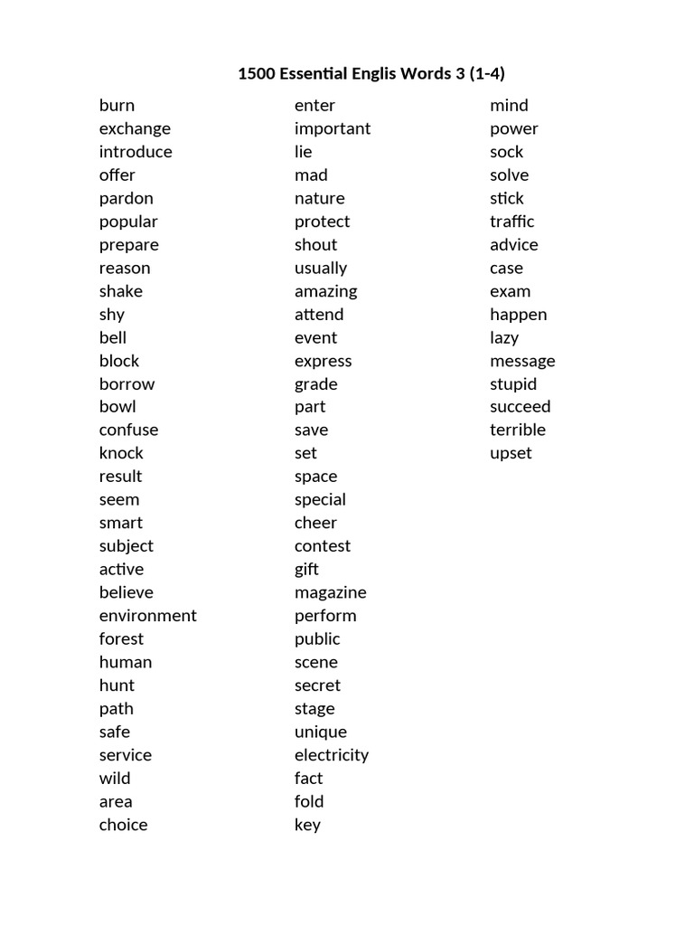 1500 Essential English Words 3 | PDF