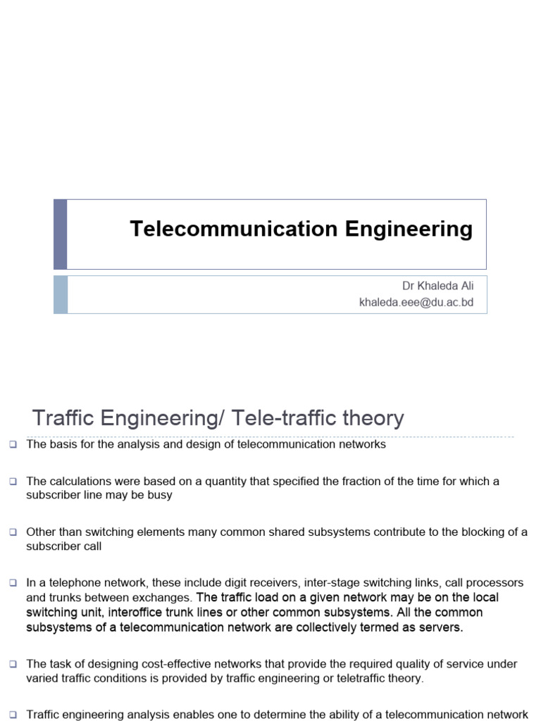 Traffic Engineering in Telecommunication | PDF | Computer Network ...