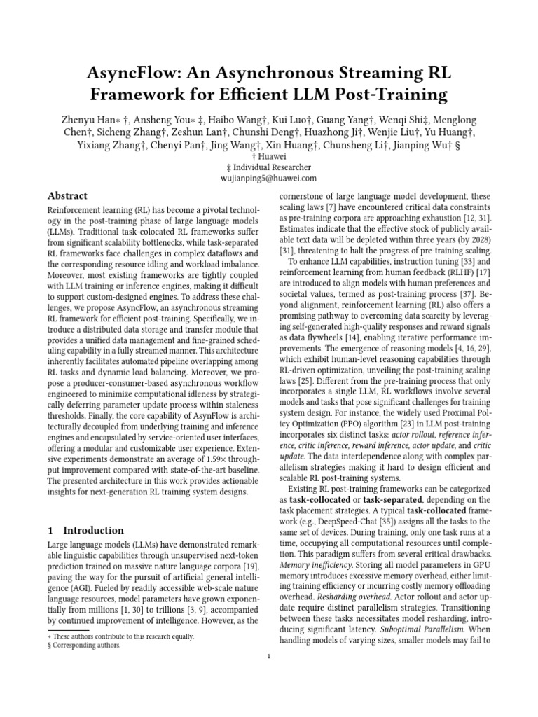 AsyncFlow: Efficient RL for LLMs | PDF | Load Balancing (Computing ...