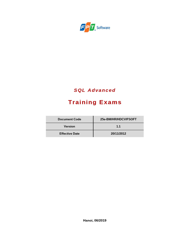 SQL Advanced Training Exam Guide | PDF | Sql | Computer Programming