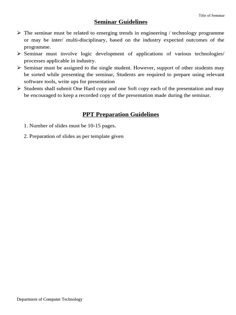 Seminar Guidelines for Engineering Trends | PDF