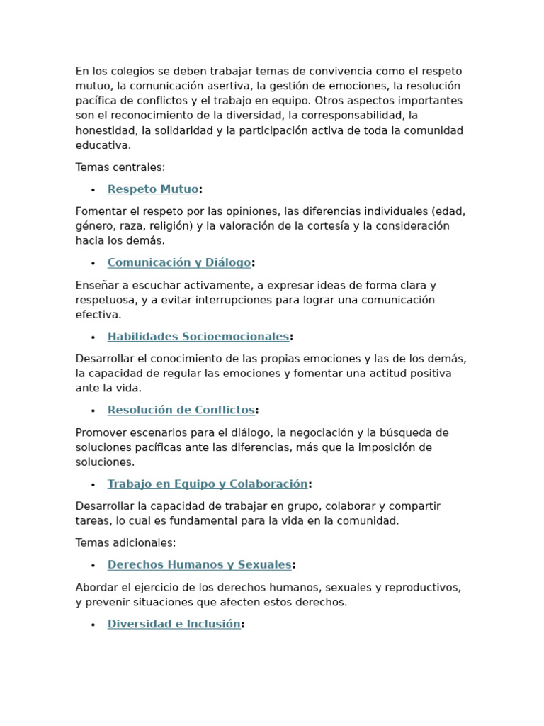 Estrategias para la Convivencia Escolar | PDF