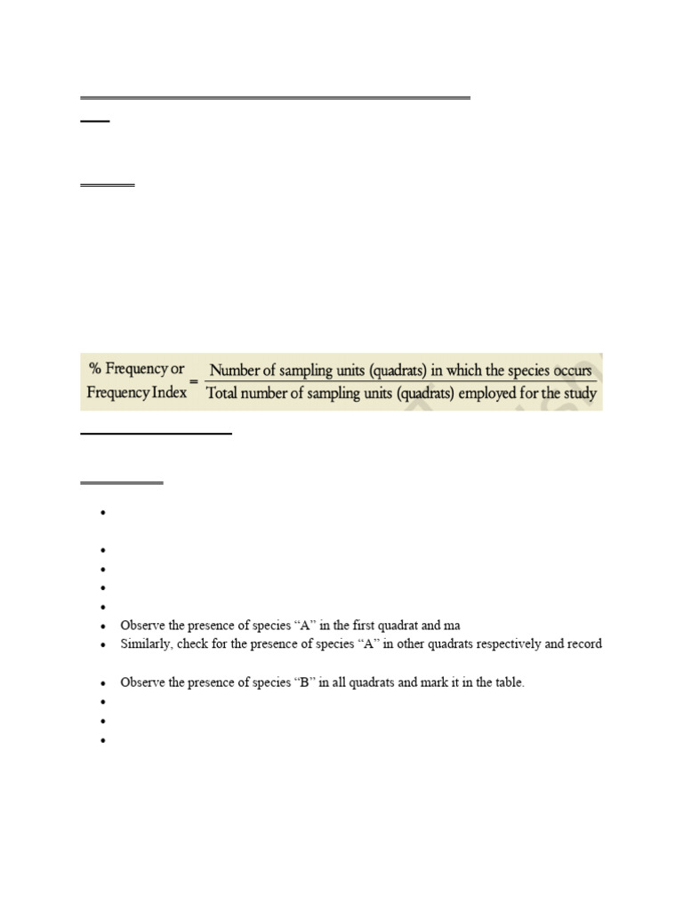Expt 11.study of Plant Population Frequency by Quadrat Method | PDF ...