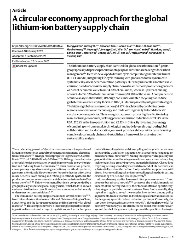 Decarbonizing Lithium-Ion Battery Supply Chain | PDF | Climate Change ...