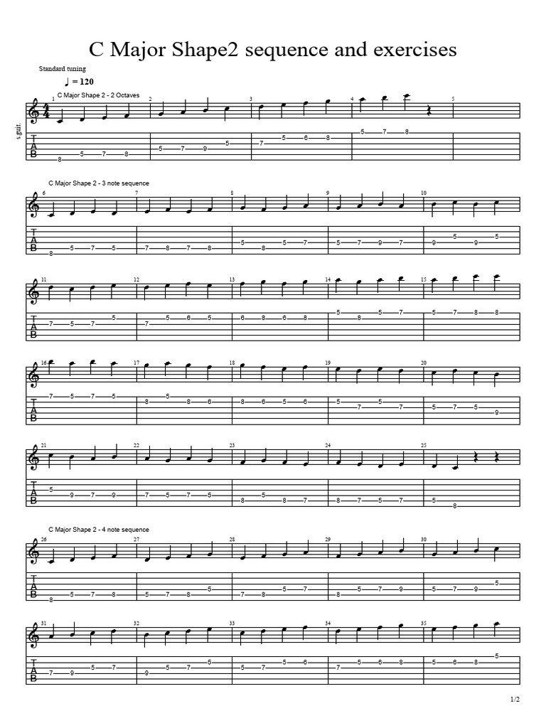 C Major Scale Shape2 and Sequences | PDF | Music Theory | Celtic ...