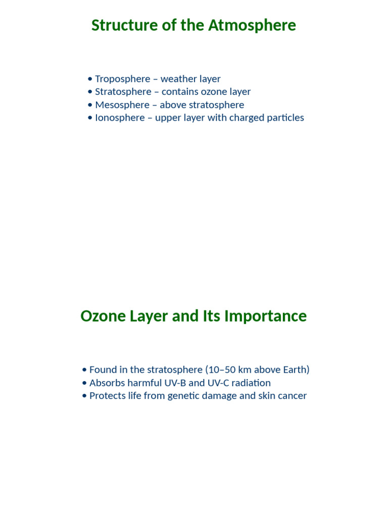 Ozone Layer and Global Warming Presentation | PDF | Ozone Depletion | Ozone